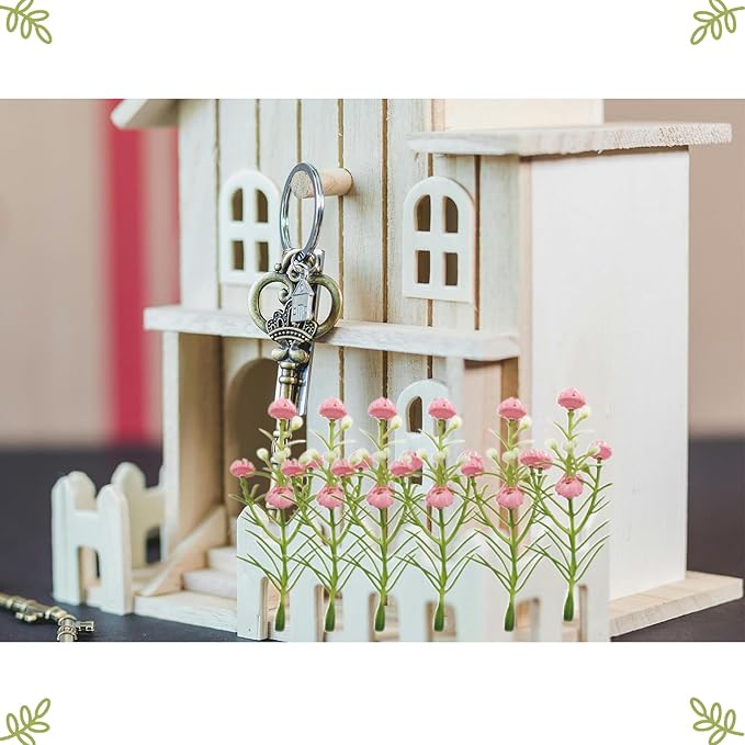 2 Pcs Mini Gypsophila Flowers, Fake Wild Flowers, Miniature Grass Flower Tufts, Miniature Plants for Fairy Garden Mini House Micro Landscape Decoration (Pink, Purple)