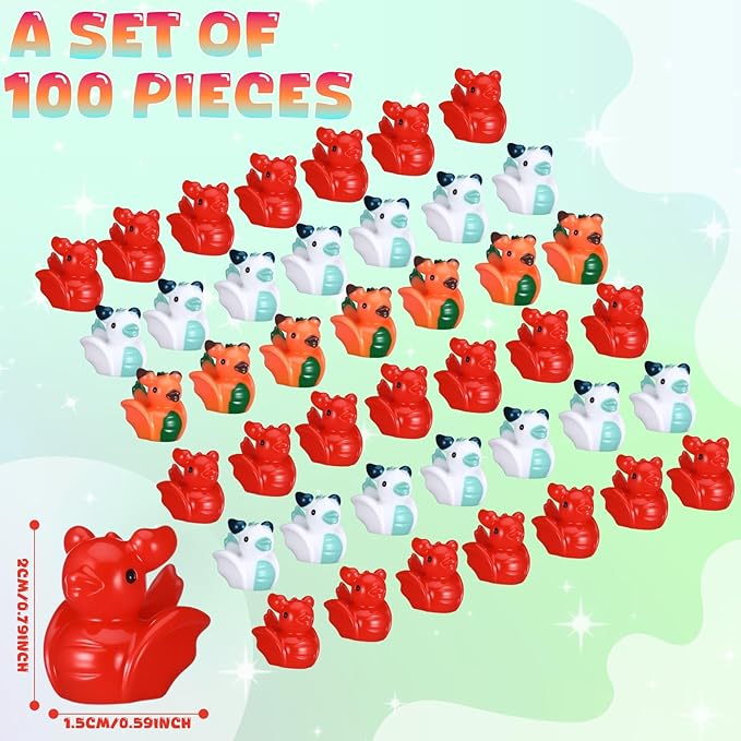 Seenelling 100 Pcs Mini Resin Dragon Ducks Tiny Dragon Duck Figurines for Miniature Landscape Garden Accessories Summer Holiday Decoration