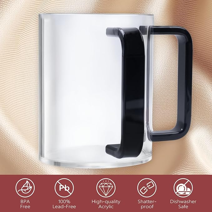 KoMvzyl Judaica Hand Washing Cup with Dual Handles, 5" Acrylic Wash Cup for Jewish Ritual