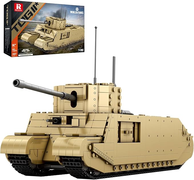 Reobrix TOG2 Tank Building Set, WW2 Military British Armed Tanks Building Block Set for Military Fans 77032, World of Tanks Licensed Product, MOC Tank Model Toy Gift for Adults and Teens（1427 PCS）