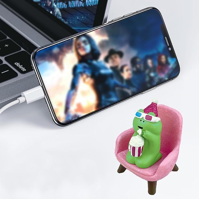 Cute Popcorn Miniature Frog Figurines - Funny Frog Sculpture for Shelf, Desk Decoration - Frog Desk Accessories for Frog Lovers (Pink)
