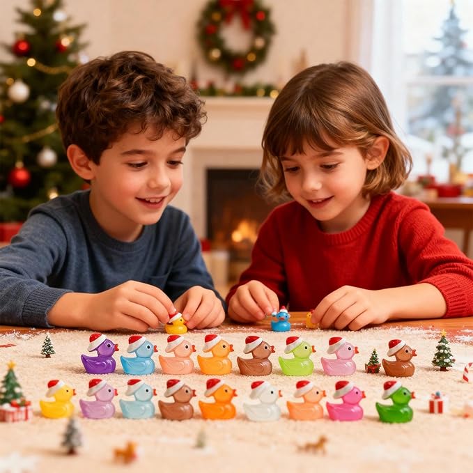 160pcs Luminous Mini Christmas Resin Ducks Dollhouse Accessories Miniature Figurines to Hide Tiny Little Duck Bulk Glow in The Dark for Micro Garden Landscape Aquarium Craft Party Favors Toy