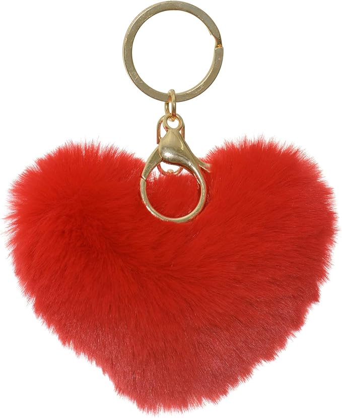 Dreams and Whispers Faux Fur Ball Pom Pom Key Chain Ring for Women Bag Pendant