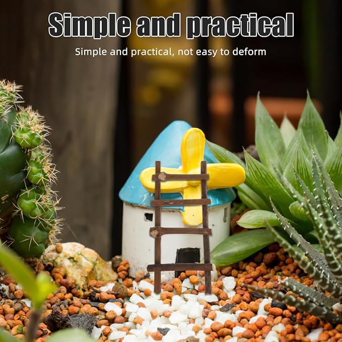 VOSAREA 2Pcs Small Decorative Micro Landscape Ladders Miniature Dollhouse Accessories for Fairy Garden Crafts 7.87 Inch Rattan Ladder Props