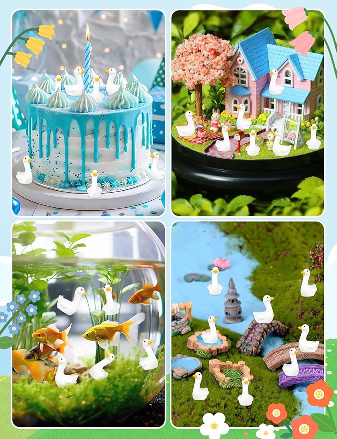 180Pcs Mini Gooses Resin, Tiny Resin Goose DIY Crafts, Lawn Yard Garden Decorfor Dollhouse Fairy Gardens Micro Landscape DIY Crafts