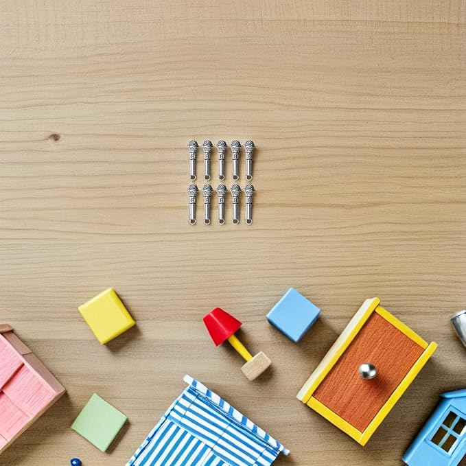 IMIKEYA 10pcs Mini Microphones Model Miniature Alloy Doll House Ornament Miniature Adornment for Dollhouse Decoration