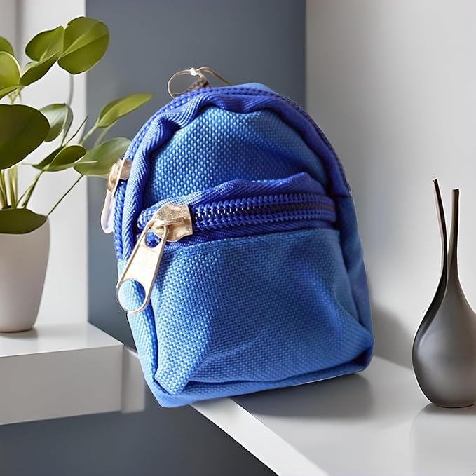 Blue Mini Doll Backpack School Bag Model Dollhouse School Accessory for 1/6 Scale Décor,Simulation Mini School Bag Model, for Doll House Furniture Decor Dollhouse Accessories ﻿