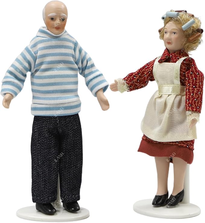 iland Dollhouse People for 1 12 Scale Accessories Miniature 6 inch Dolls for Doll House Little People Figures Mini Dollhouse Family Set Porcelain Action Figures Cute Realistic