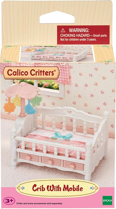 Calico Critters Crib with Mobile - Interactive Dollhouse Furniture Set with Working Features