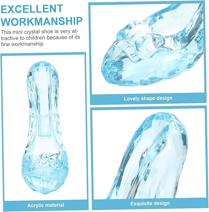 TOPPERFUN Delicate Crystal High Heels Mini Doll Shoe Ornament for Boy Girl Room Decor Charming Decorative Accessory for DIY Dollhouses and Miniature Landscapes Blue