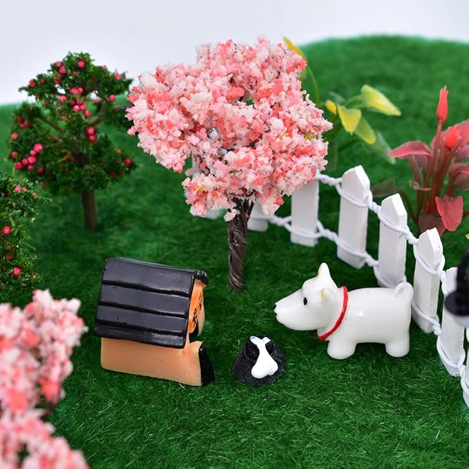 HUIANER Miniature Fairy Garden Tree Plant Ornament, Miniature Dollhouse Pots Decor Moss Micro Landscape DIY Craft Garden Ornament 12 Pcs