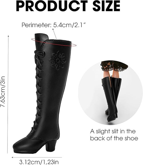 2 Pairs Doll Boots Shoes Wear Clothes Outfit Handmade Costumes Replacement for 1/6 Doll Fashionable Cowboy Wearing Fashion (Pink, Black)