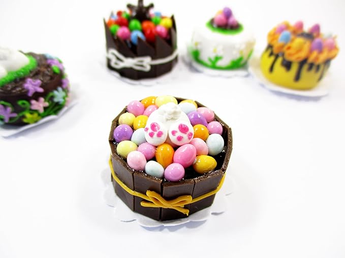 Miniature 5 Easter Cake 1:12 Dollhouse Tiny Food Cake Bakery Charms Supply 16920