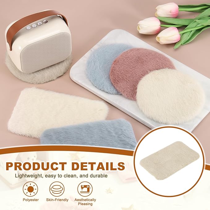 uxcell Dollhouse Miniature Carpet, 1:12 Fluffy Doll House Rugs Prop Small House Accessories for Doll House Furniture Decor Play, Khaki Oval