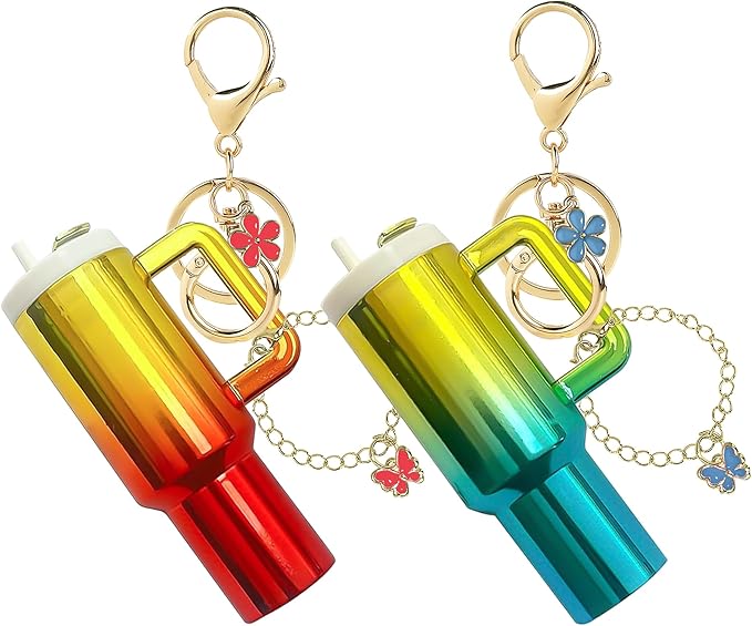 ERTUNA Mini Tumbler Keychain Accessories for Stanley Cup, 2 Way Cute Charms Chapstick Lip Balm Holder for Women Purse Handbag