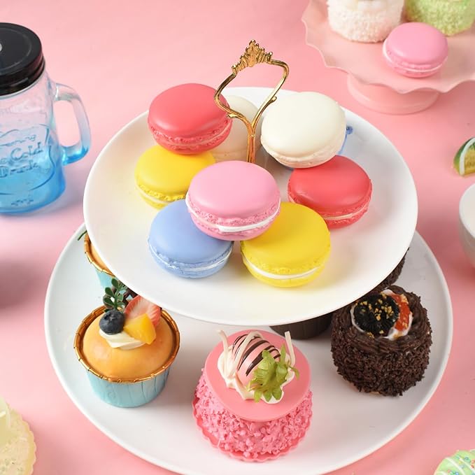 Fake Macarons Cake, 10 Pcs Mixed Colors Artificial Macarons Simulation Realistic Dessert Model for Home Kitchen Bakery Shop Display Photography Props