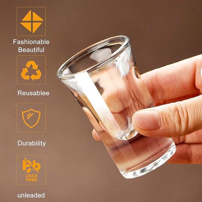 Mini Shot Glass Set, 0.5oz/15ml 12pcs Clear Bullet Cups with Heavy Base, Cute Whiskey Glasses Set Small Glass Cups, Perfect for Party, Bar, Club, Cocktail Favor Housewarming Gift