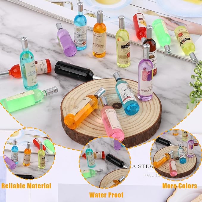 10 Pieces 1:12 Scale Miniature Wine Bottles & Beer Glasses – Dollhouse Drink Accessories, Simulation Design, Perfect for Cake Toppers, Tabletop Décor, DIY Miniature Scenes, and Mini Food Decorations