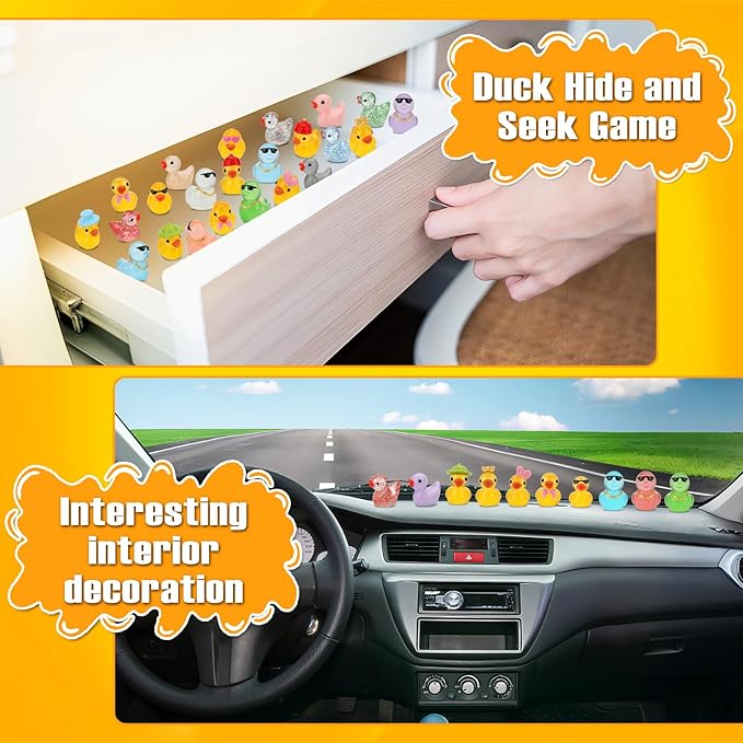 80 Pcs Mini Resin Ducks, Tiny Duck Animals Figures to Hide Plastic Glitter Little Ducks Glow in The Dark for Fairy Garden Dollhouse Miniature Landscape Fish Tank Aquarium Decor