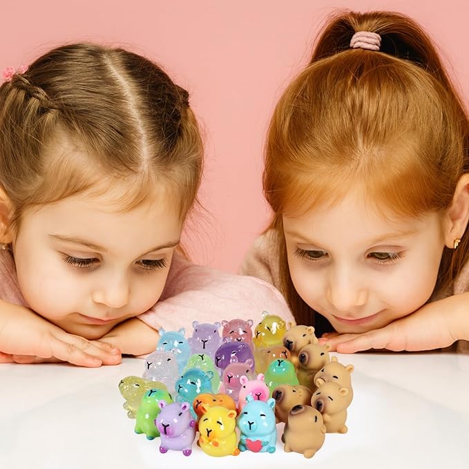 24 Pcs Mini Capybara Figurines, Glow in Dark Resin Animals for Dollhouse Garden Decor, Cute Collectible Miniatures for DIY Crafts