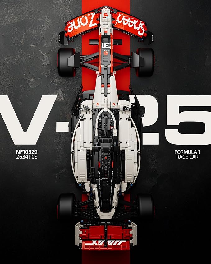 Nifeliz V25 F1 Racing Car Model Set, 1:8 Scale Car Building Set for Adults, Collectible and Display Gift for Racing Fans (2,634 PCS, NF10329)