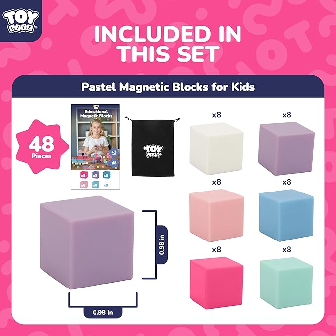 TOY Life 48 Pcs Magnetic Blocks Ages 3-5, Magnetic Building Blocks for Toddlers, Magnetics Blocks for Kids Ages 4-8 Girls & Boys, Learning Building Toys for Age 3 4 5 6 7 8-12