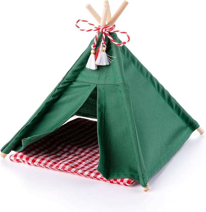 1:12 Dollhouse Camping Bed Tent, Mini Green Cloth Tent with Carpet, Miniature Outdoor Furniture Accessories for Bedroom,Patio and Garden for Teens & Adults
