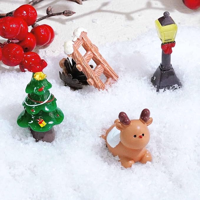 12 Pcs Mini Christmas Figurines – Resin Santa, Snowman, Reindeer & Xmas Decor Set for Miniature Scenes, Crafts, Dollhouse Ornaments & Holiday Table Decorations