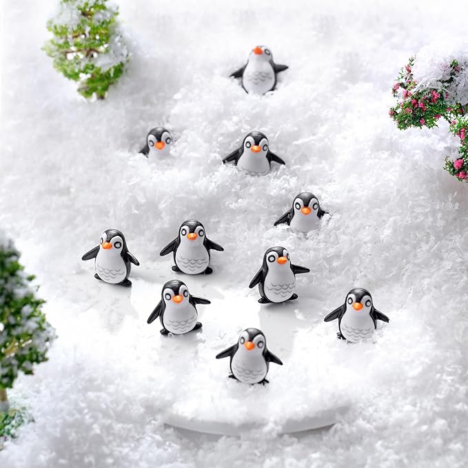 120 Pcs Miniature Penguin Figurines Resin Penguin Figures Bulk 0.87'' Cake Topper Mini Toys Animal for Fairy Garden Micro Landscape Winter Christmas Scene Decor Party Supplies