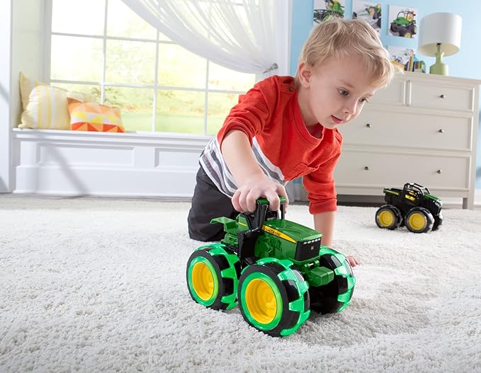 TOMY Monster Treads Lightning Wheels - John Deere Tractor - Motion Activated Light Up Monster Truck Toy - John Deere Tractor Toys - Frustration Free - Ages 3 Years and Up