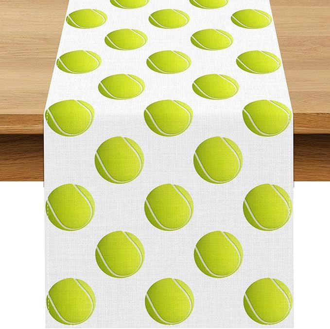 Buxiuer Tennis Party Decorations Tennis Table Runner Sport Balll Birthday Party Decor Game Day Baby Shower Dining Room Home Kitchen Table Decor