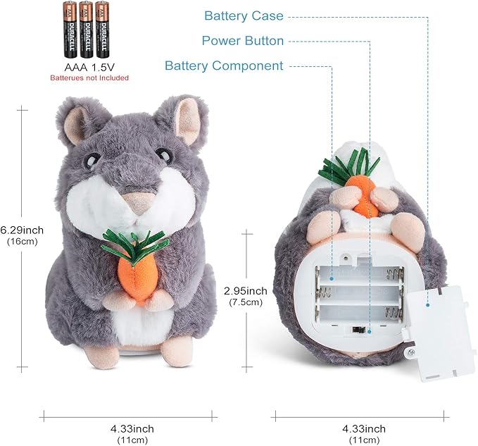 Ayeboovi 2 3 4 5 Year Old Girl Gifts Toy Talking Hamster Repeats What You Say, Interactive Fun Autism Toys for Ages 2-4 5-7 Boys Girls Kids Toddler