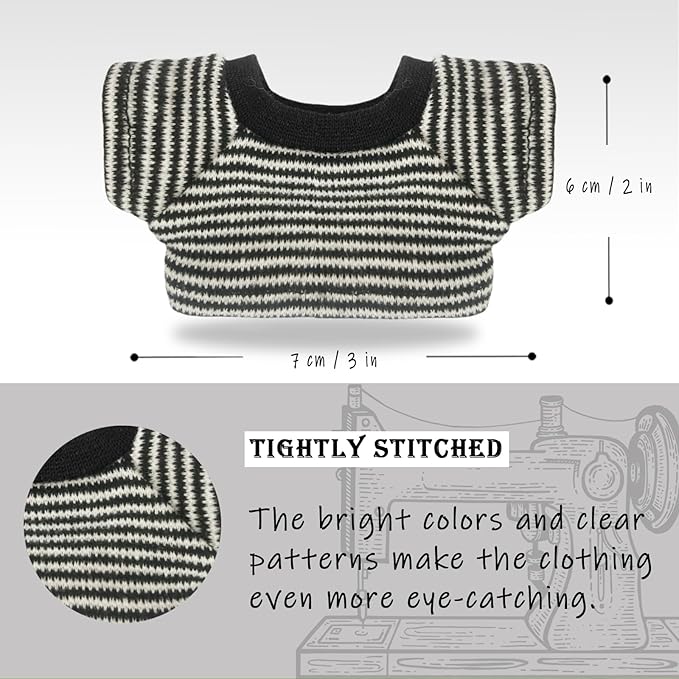 Clothes for 6.7in/17cm Dolls (Without Dolls) Sets and Accessories,6PCS (hat + Glasses + t-Shirt + Jeans + Chest Bag + Shoes), Collectors and As Gifts. (Black and White Stripes)