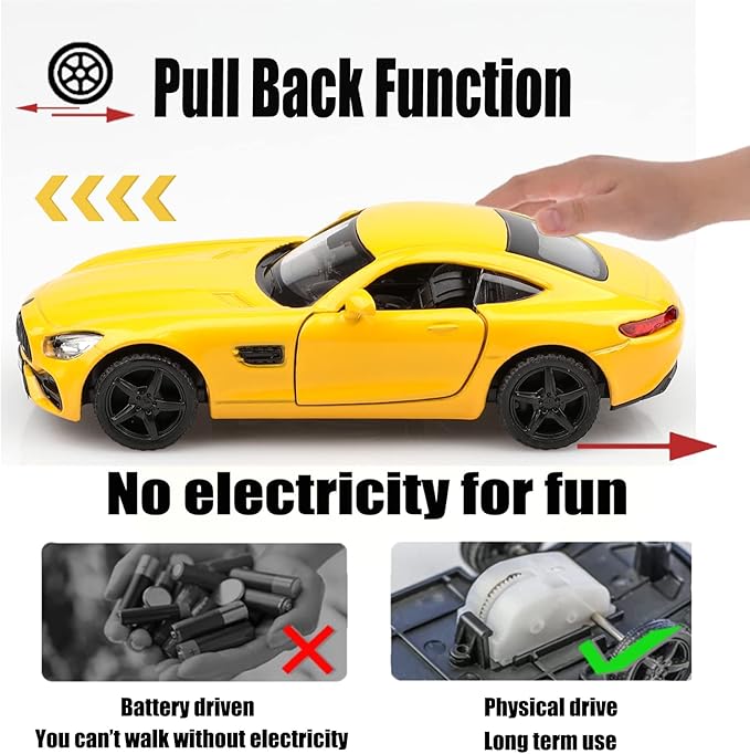 1/36 Scale Mercedes AMG GTS Diecast Cars Models,Pull Back Vehicles Toy Cars,Cars Gifts for Boys Girls