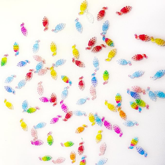 200PCS Mini Peacock Decor for Dollhouse Resin Animal Tiny for Crafts Micro Miniature Peacock for Fairy Garden Dollhouse Micro Landscaping Decoration