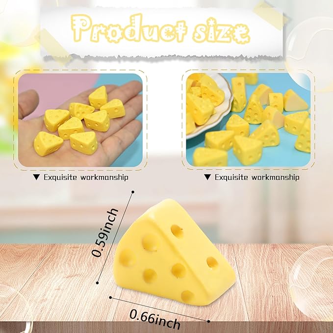 30 Pcs Miniature Kitchen Food Cheese Simulation Triangle Cheesecake Food Figurines for Mini House Kitchen Decoration Set a
