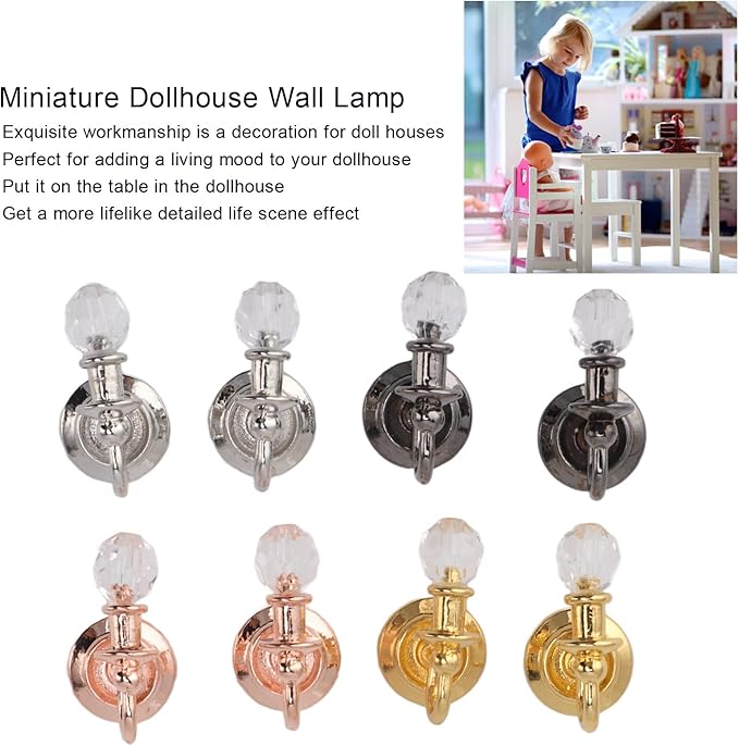 TOPINCN Vintage Green Miniature Dollhouse Wall Lamp, Delicate Cute Alloy Plastic Mini Lamp with Detailed Design, for 1:12 Doll House Bedroom Living Room Decoration