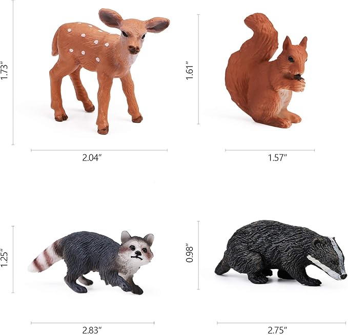 16PCS Forest Animals Baby Figures, Woodland Creatures Figurines, Miniature Toys Cake Toppers Cupcake Toppers Birthday Gift for Kids