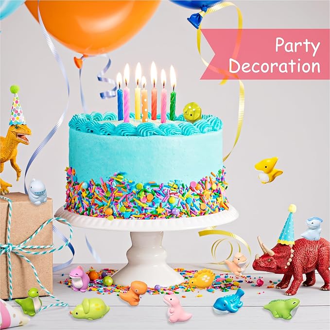24 Styles Mini Resin Dinosaur Figurines Toys Tiny Plastic Bulk Crafts Small Animal Figures to Hide Dinosaur Party Favors for Miniature Dollhouse Accessories