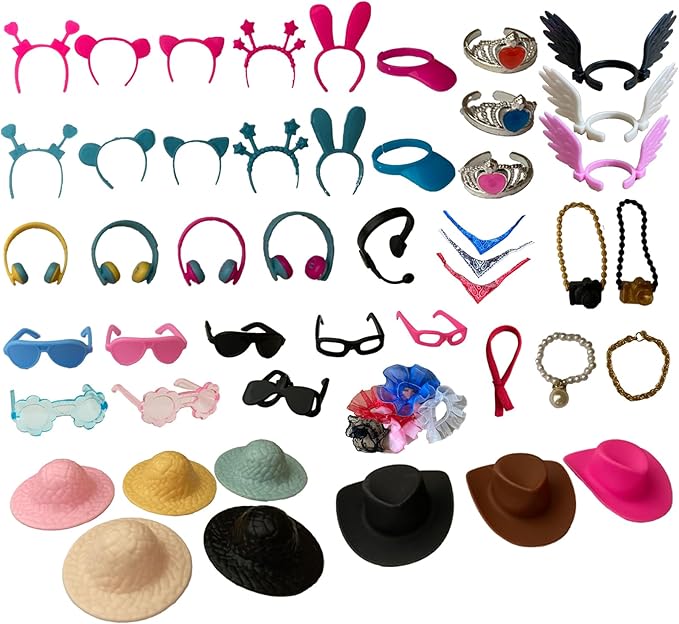 ZJXRMY Rubber Duck Accessories 52PCS - Decorations for Rubber Duck - Hats Glasses Earphones Necklaces Wings Crowns DIY Accessories for Rubber Duck (Put On)