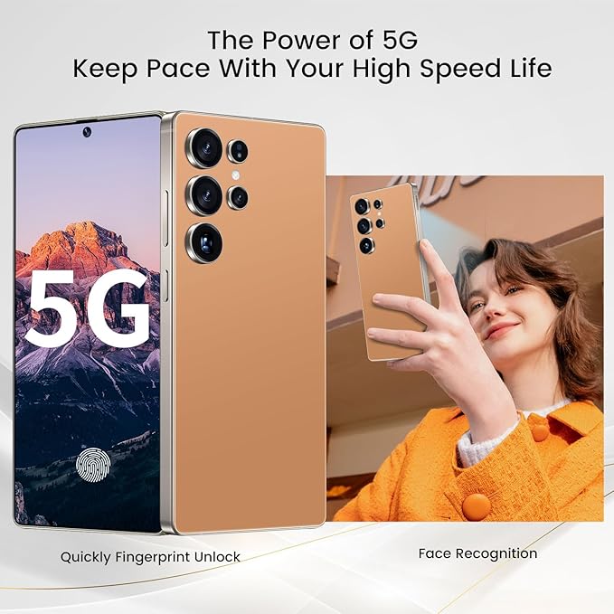 Bnjbmj I25 Ultra Flagship Killer Smartphone - Snapdragon 8 Gen 3, 16GB+512GB, Massive 6.99" FHD+ Display, 108MP+68MP Pro Cam, 7000mAh 2-Day Battery, Android 14, Includes Stylus Pen (Titanium Orange)