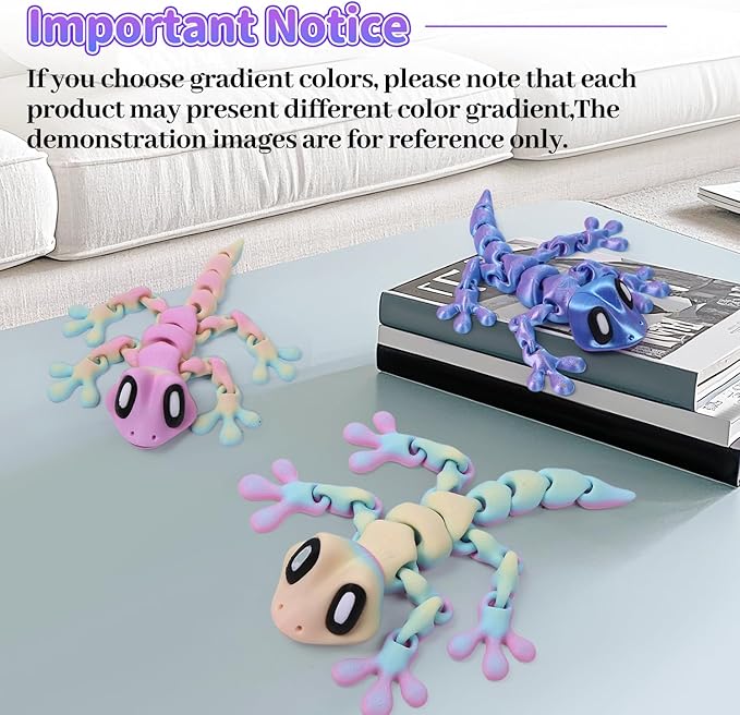 3D Printed Articulated Lizard, Flexible Dynamic Animals Toys, Full Articulated Toy with Magnets, Adults Fidget Toys for Autism ADHD, Home Office Decor, Festival Gifts (Colorful)