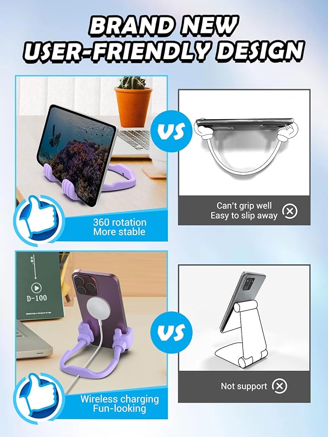 Stocking Stuffers for Teens Girls Boys Adults Cell Phone Stand: UPGRADE Adjustable Thumbs Up Lazy Phone Holder for Desk Cool Gadgets Fun Birthday Gift Ideas for Kids Teenager Women Gifts for Christmas