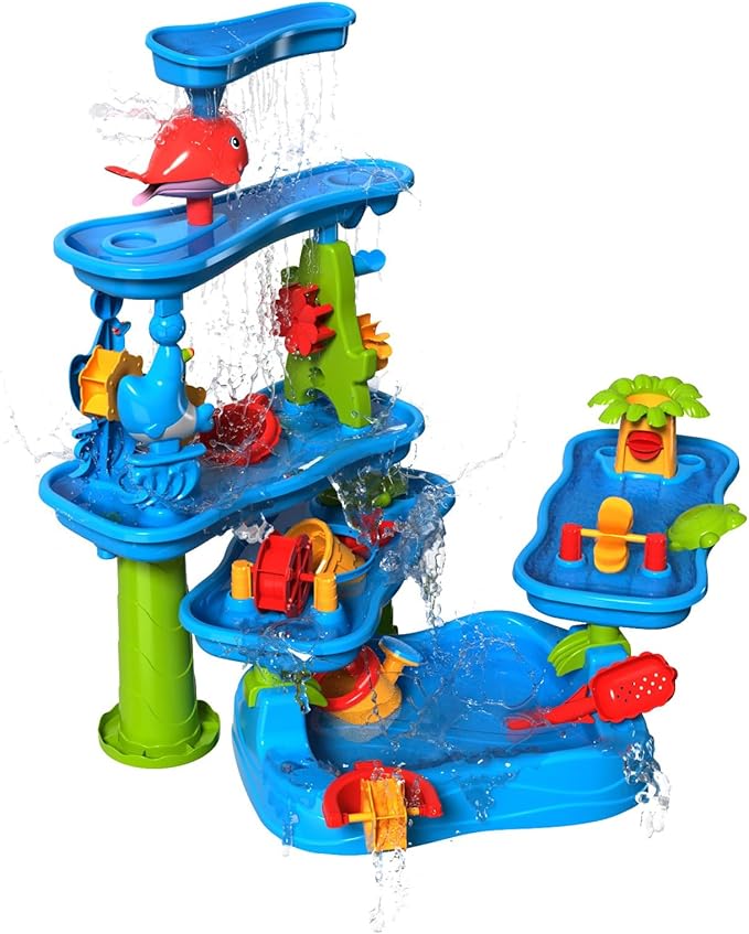 CozyBomB™ Water Table for Toddlers 3-5 | Outdoor Toys Water Play Table, Magnetic Fishing Toy Game, Summer Splash Pond Showers Sand Activity, Sensory Party Birthday Gift Kids Ages 4-8 9-12 (5-Tiers)
