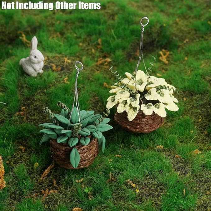 Odoria 1/12 Miniature Hanging Plants Mini Tiny Potted Plant Miniatures Dollhouse Decoration Accessories Doll House Accessory, 2Pcs
