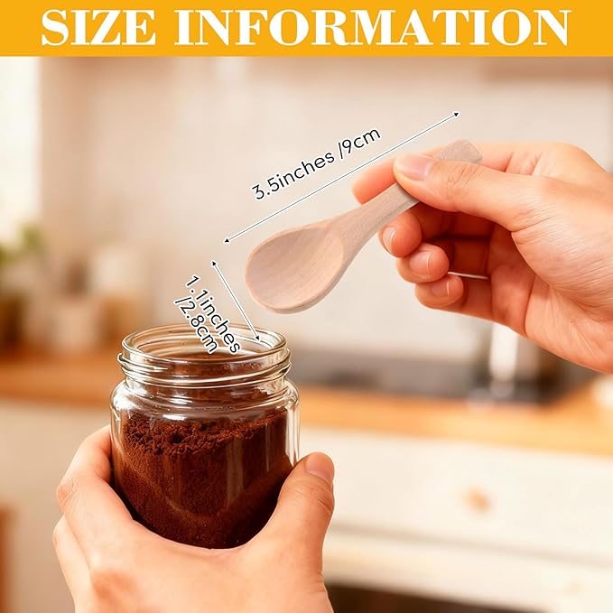 Boao 24 Pcs Small Wooden Spoons, 3.5'' L, Mini Wood Natural Tiny Spoons Wooden Little Teaspoons for Jars Sugar Creamer Honey Spices Salt Kitchen Supplies (Light Wood)