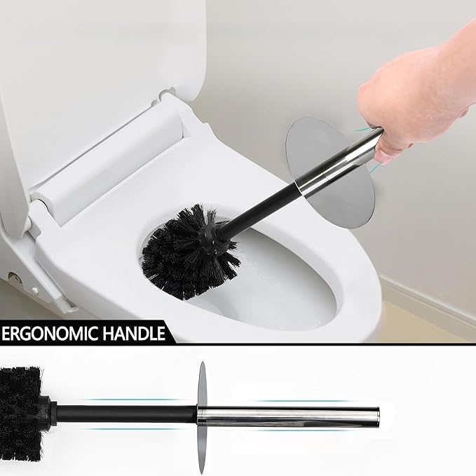 Indecor Home White Floral Design Resin Toilet Bowl Holder and Brush Set, Stylish Bathroom Cleaning Tool with Durable Bristles, Compact and Functional