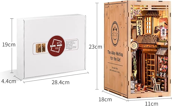 Book Nook Kit - DIY Miniature Dollhouse Kit,Japanese for Adults and Teens, Tiny House Bookshelf Decor 3D Wooden Puzzle, Gifts for Family, Friends