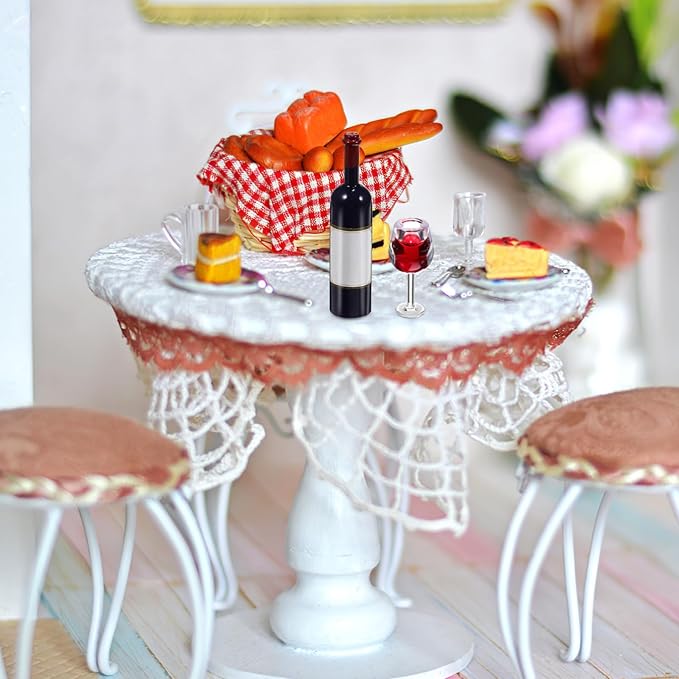 DOITOOL Mini Wine Glass ：Doll House Mini Bottles, Miniature Wine Glasses Fake Plastic 1：12 Scale Dollhouse Accessories for Cake Toppers Drinks Decoration 18PCS/Set