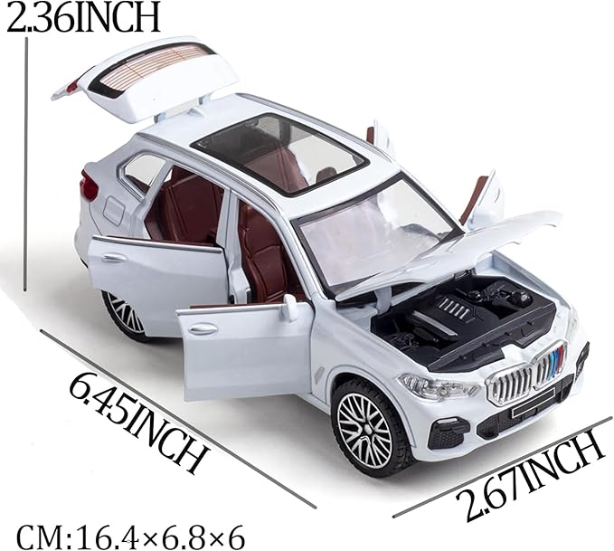 Toy Cars Compatible for X5 1/32 Metal Model Car Toys with Light and Sound Pull Back Collectible Model for Children Age 3 + Year Old Festival Gift(White)